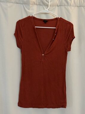 Guess Rust Short Sleeve Henley Top